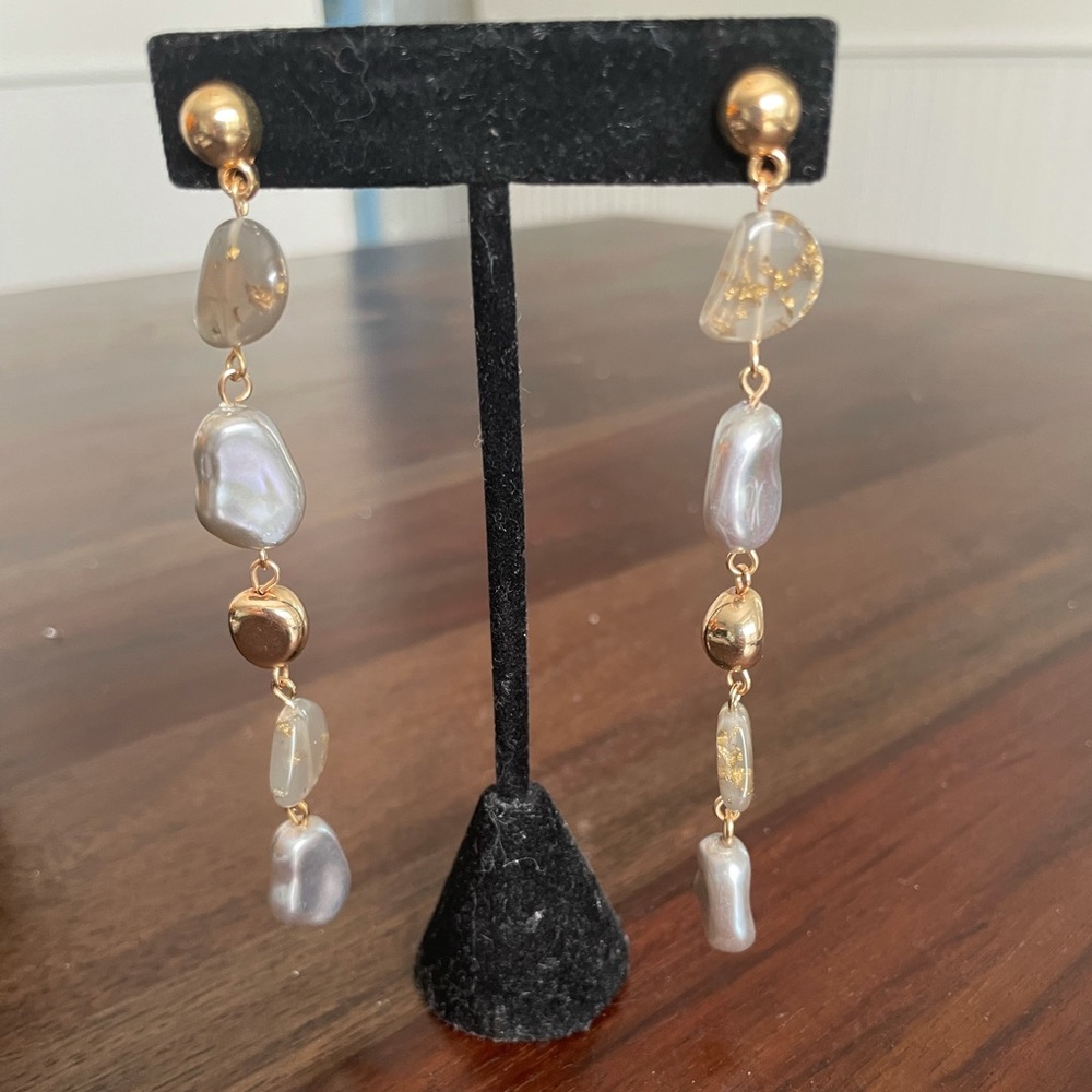 Grey and gold drop earrings